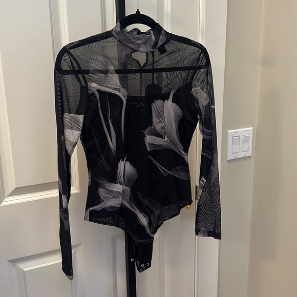 All Saints Black and Gray Floral Bodysuit - Picture 9 of 12